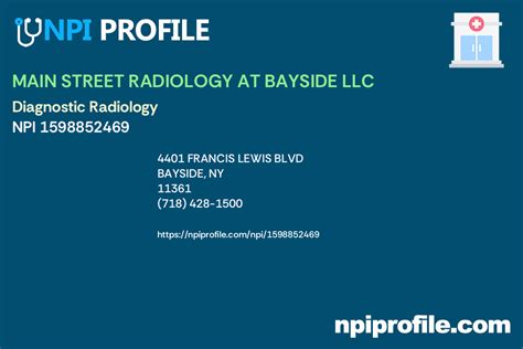 Main street radiology npi number - Medical Group Queens. 56-45 Main Street, Flushing NY 11355. 718-670-2388 Arrhythmia. 718-670-2243 Cardiology Heart Failure. 718-670-2485 Cardiology TAVR. 718-670-1137 Cardiac Surgery. 718-670-1115 Infectious Disease. 718-819-5385 Maternal Fetal Medicine. 718-670-1180 Medical Oncology.